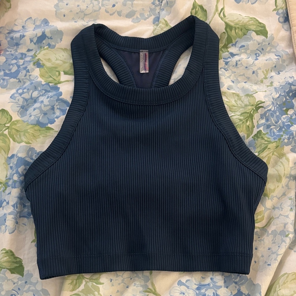 Free People Deep Blue Ribbed Tank Top